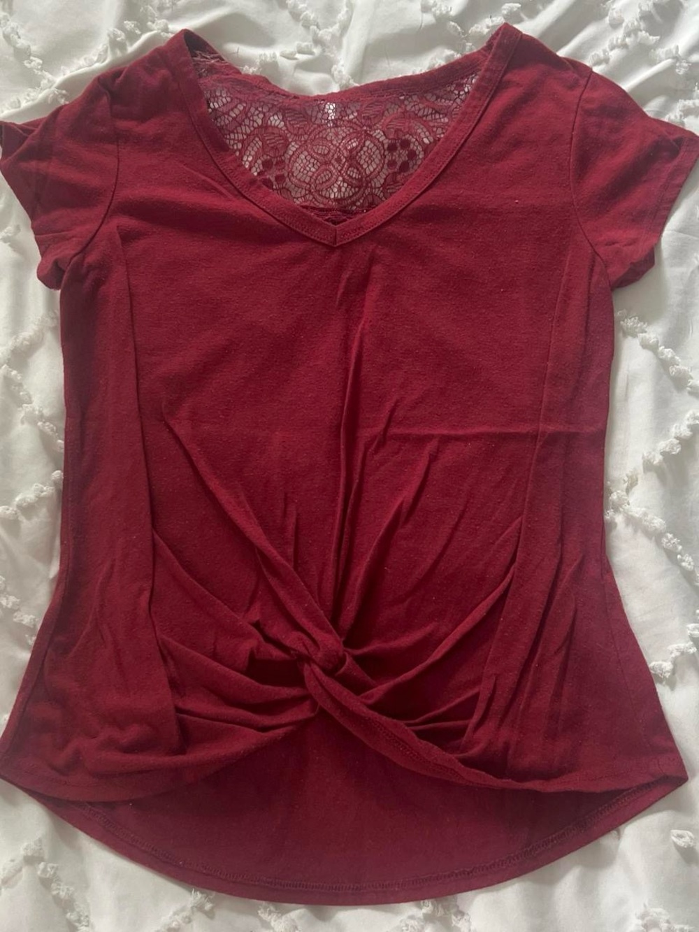 Arizona Jean Co. Burgundy Twist Front Top